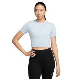 Nike Women's Light Blue Crop Slim Fit Top